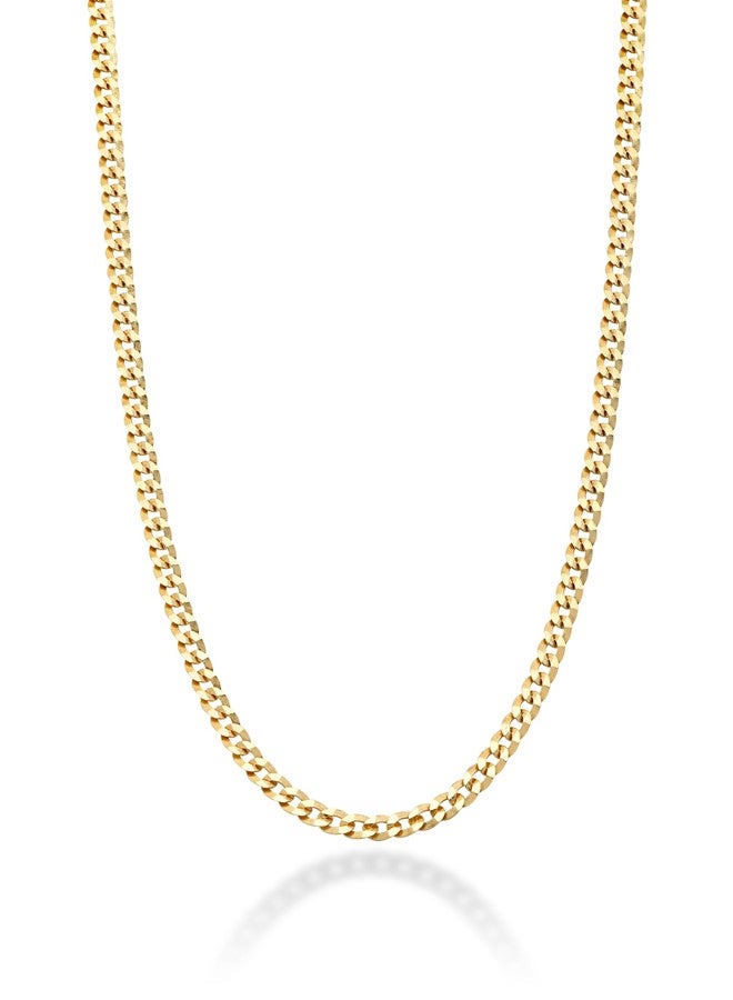 Miabella Italian 925 Sterling Silver, 18K Gold Plated 925 Sterling Silver 2.3mm Curb Cuban Link Chain Necklace Made in Italy (yellow-gold-plated-silver, Length 18 Inches) - Image 1